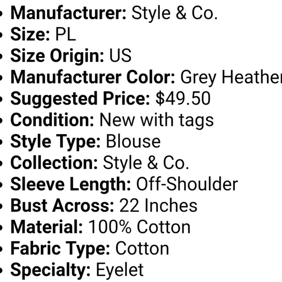 Sale NWT Style & co Eyelet BELL angel sleeve top - Picture 4 of 10